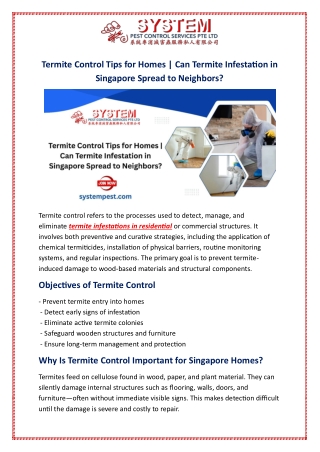 Termite Control Tips for Homes | Can Termite Infestation in Singapore Spread