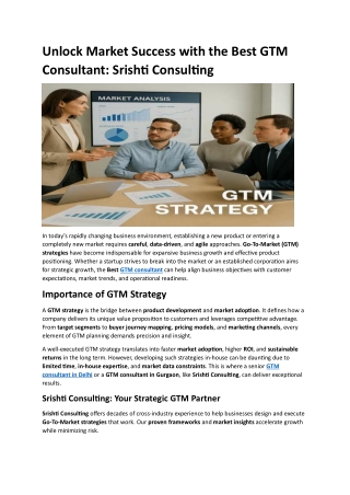 Unlock Market Success with the Best GTM Consultant - Srishti Consulting