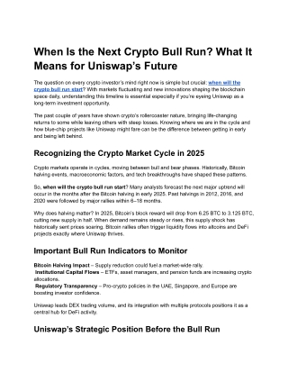 When Is the Next Crypto Bull Run? What It Means for Uniswap’s Future