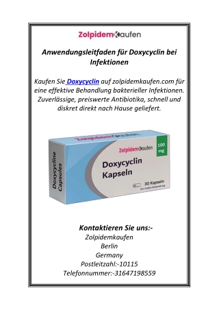Anwendungsleitfaden für Doxycyclin bei Infektionen