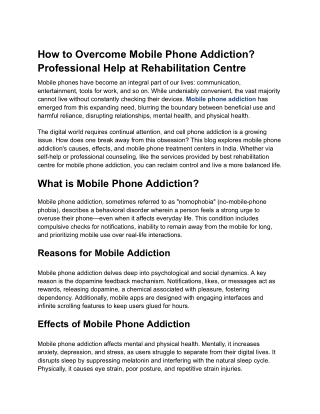 Mobile Addiction: Causes, Effects, and Recovery Solutions