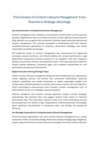 The Evolution of Contract Lifecycle Management From Reactive to Strategic Advantage