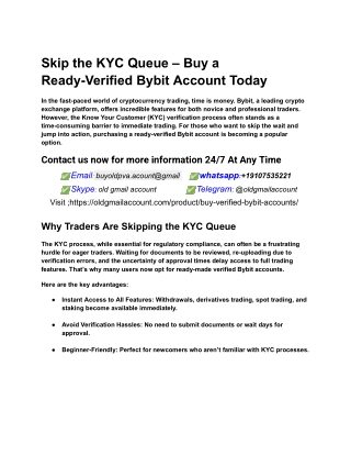 Skip the KYC Queue – Buy a Ready-Verified Bybit Account Today