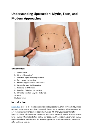 Understanding Liposuction Myths, Facts, and Modern Approaches
