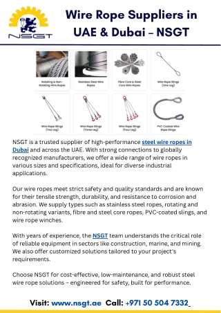 Wire Rope Suppliers in UAE & Dubai – NSGT