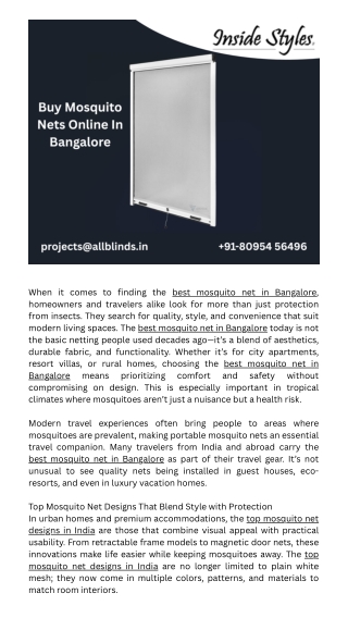 Best Mosquito net in Bangalor