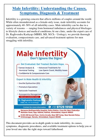 Male Infertility: Understanding the Causes, Symptoms, Diagnosis & Treatment