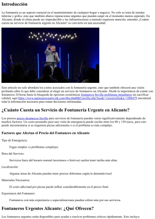 ¿Cuánto Cuesta un Servicio de Fontanerí­a Urgente en Alicante?