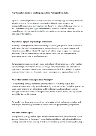 Your Complete Guide to Booking Japan Tour Packages from India