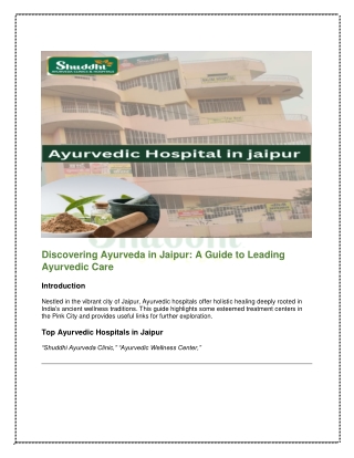 Discovering Ayurveda in Jaipur  A Guide to Leading Ayurvedic Care