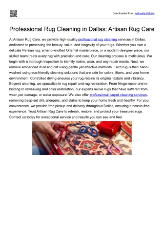 Professional Rug Cleaning in Dallas: Artisan Rug Care