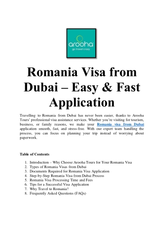 Romania Visa from Dubai – Easy & Fast Application