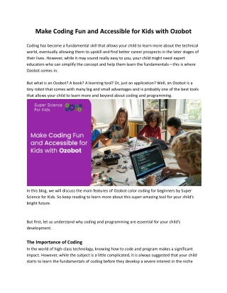 Make Coding Fun and Accessible for Kids with Ozobot