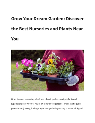 Grow Your Dream Garden Discover the Best Nurseries and Plants Near You