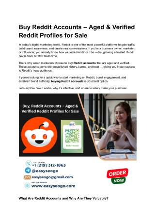 Buy Reddit Accounts – Aged & Verified Reddit Profiles for Sale