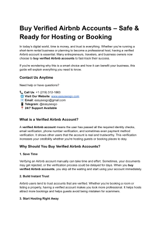 Buy Verified Airbnb Accounts – Safe & Ready for Hosting or Booking