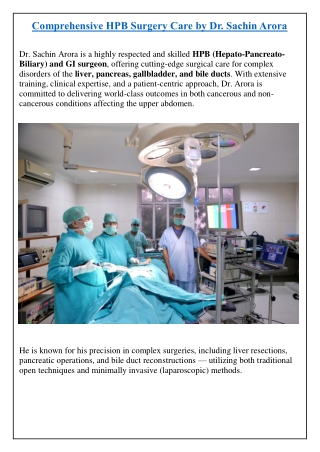 Comprehensive HPB Surgery Care by Dr. Sachin Arora