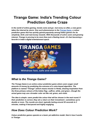 Tiranga Game_ India’s Trending Colour Prediction Game Craze