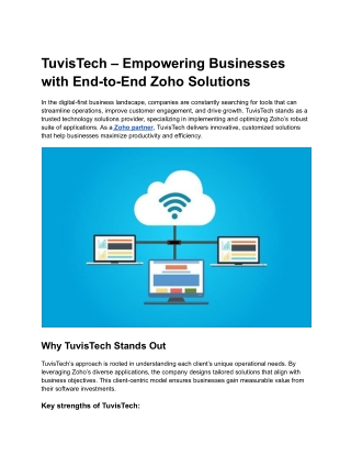 TuvisTech – Empowering Businesses with End-to-End Zoho Solutions