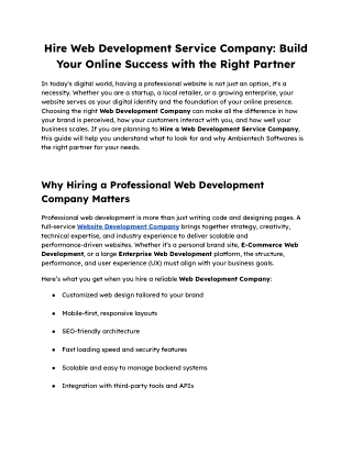 Hire Web Development Service Company_ Build Your Online Success with the Right Partner