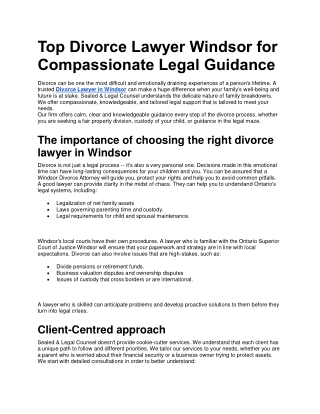 Top Divorce Lawyer Windsor for Compassionate Legal Guidance