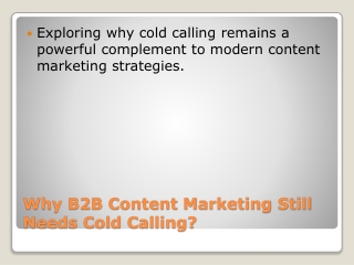 Why B2B Content Marketing Still Needs Cold Calling?
