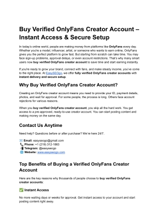 Buy Verified OnlyFans Creator Account – Instant Access & Secure Setup