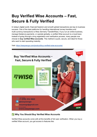 Buy Verified Wise Accounts – Fast, Secure & Fully Verified