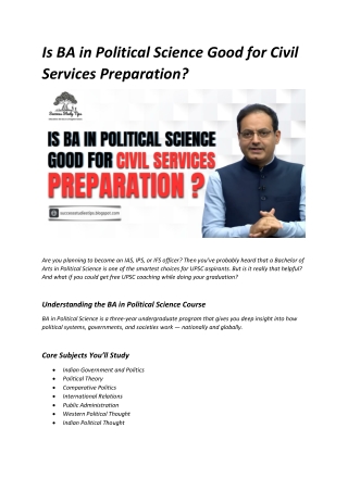 Is BA in Political Science Good for Civil Services Preparation
