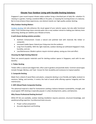 Elevate Your Outdoor Living with Durable Decking Solutions