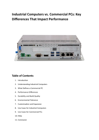 Industrial Computers vs. Commercial PCs: Key Differences That Impact Performance