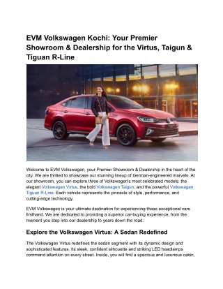 EVM Volkswagen Kochi_ Your Premier Showroom & Dealership for the Virtus, Taigun & Tiguan R-Line