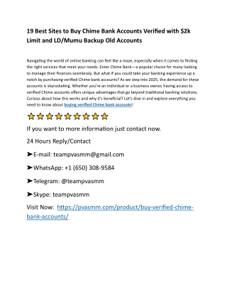 Top 9 Sites to Buy Verified Chime Bank Accounts – $2K Limit   LD/Mumu Backup I