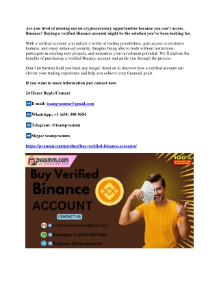 Most 5 Website to Buy Verified Binance Accounts (Personal & Business) – 2025 Tr