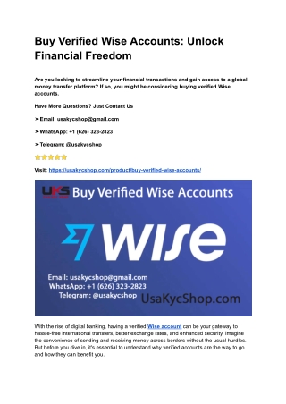 Buy Verified Wise Accounts_ Unlock Financial Freedom