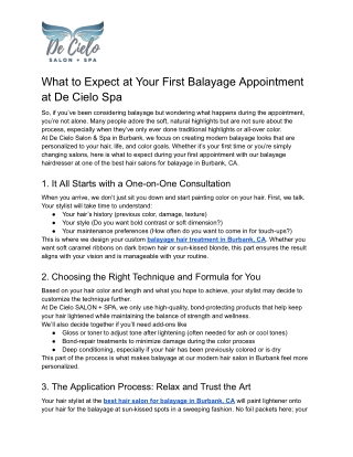 What to Expect at Your First Balayage Appointment at De Cielo Spa