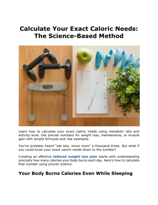 Calculate Your Exact Caloric Needs The Science-Based Method