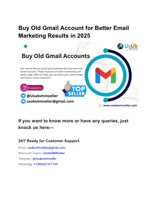 Buy Old Gmail Account for Better Email Marketing Results in 2025