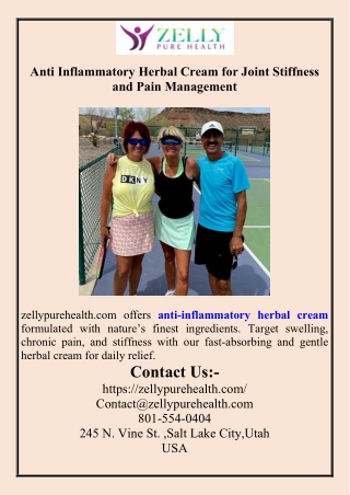 Anti Inflammatory Herbal Cream for Joint Stiffness and Pain Management