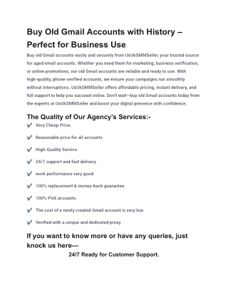 Buy Old Gmail Accounts with History – Perfect for Business Use