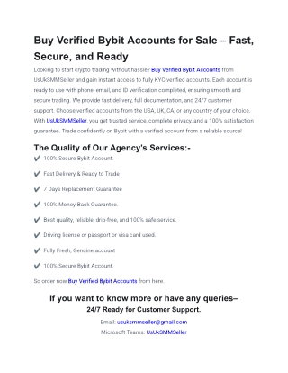 Buy Verified Bybit Accounts for Sale – Fast, Secure, and Ready