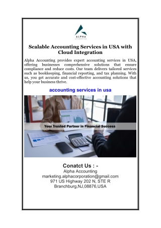 Scalable Accounting Services in USA with Cloud Integration