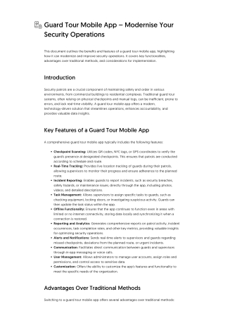 Guard Tour Mobile App – Modernise Your Security Operations