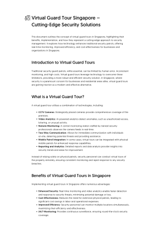 Virtual Guard Tour Singapore – Cutting-Edge Security Solutions