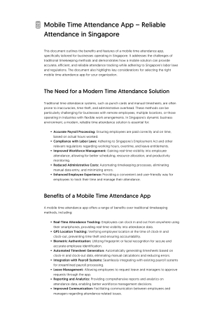 Mobile Time Attendance App – Reliable Attendance in Singapore