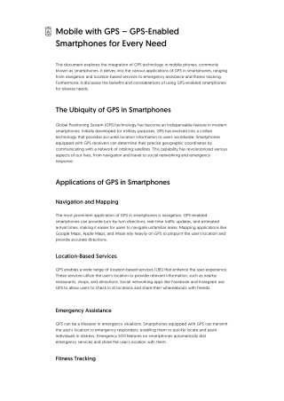 Mobile with GPS – GPS-Enabled Smartphones for Every Need
