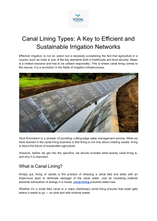 Canal Lining Types_ A Key to Efficient and Sustainable Irrigation Networks
