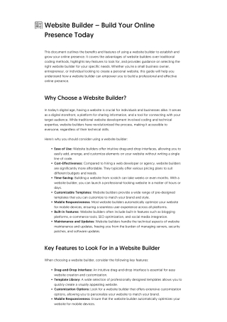 Website Builder – Build Your Online Presence Today