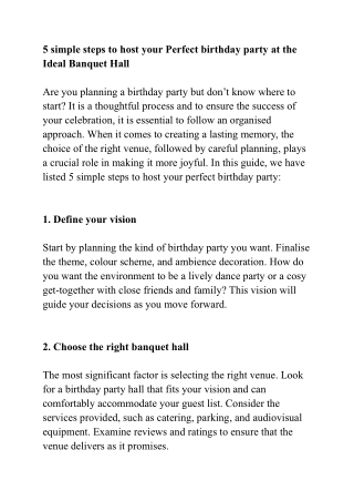 5 simple steps to host your Perfect birthday party at the Ideal Banquet Hall