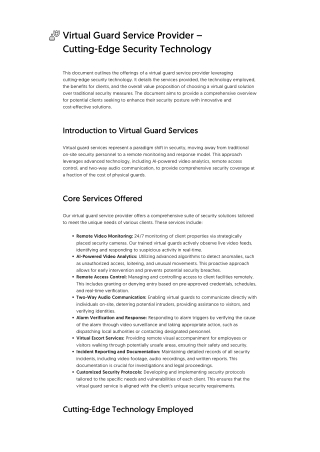 Virtual Guard Service Provider – Cutting-Edge Security Technology